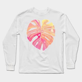 Swiss Cheese Monstera - Pastel Pink Long Sleeve T-Shirt